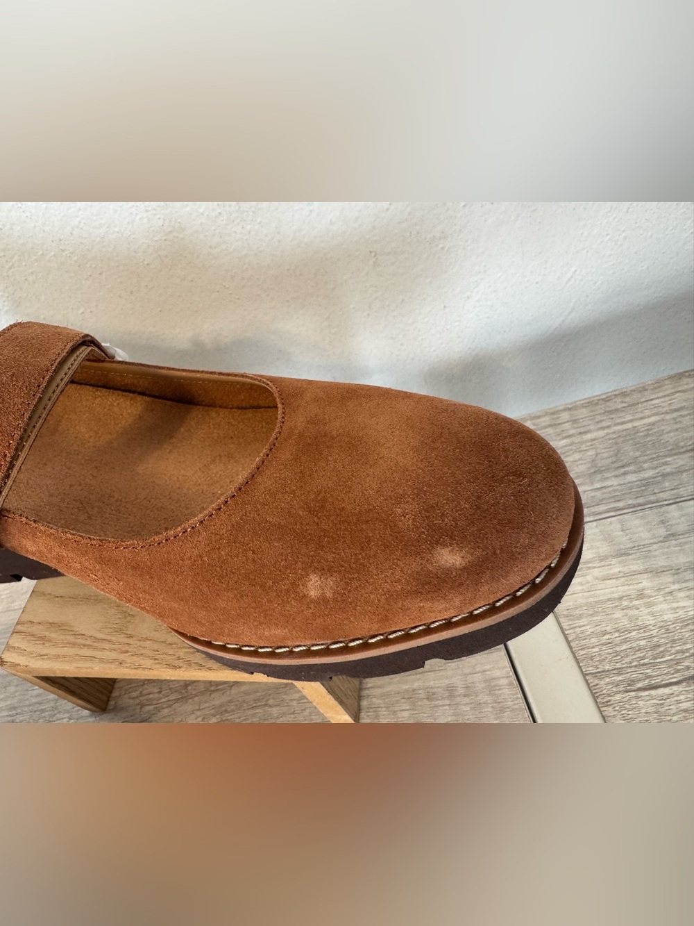 Vionic Alma Suede Wedge Heel Mary Jane Shoes Tan Comfort Size 11 *Flaw* - Picture 3 of 10
